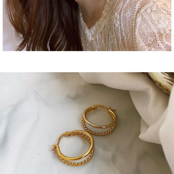 💙Double Hoops Earrings - Picture 6 of 9